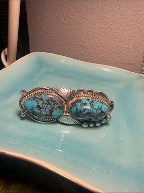Turquoise  Stone statement ring 2.5 inches sz 7.5